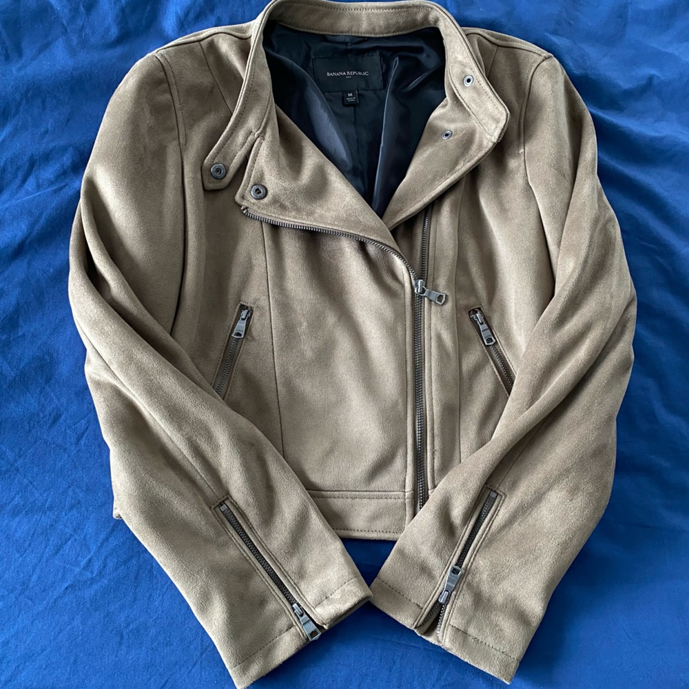 Vegan Suede Cropped Moto Jacket